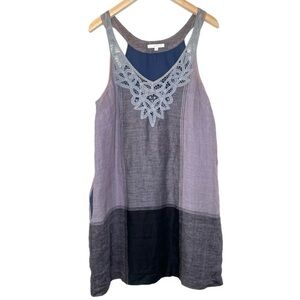 Eliot lace accent sleeveless linen tunic mini dress medium